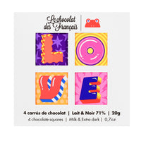 chocolate pieces in love packaging